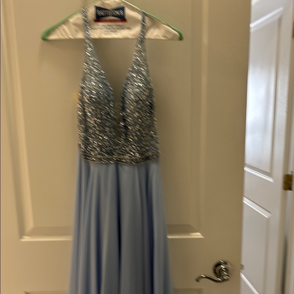 Blue Sequin thin strap dress